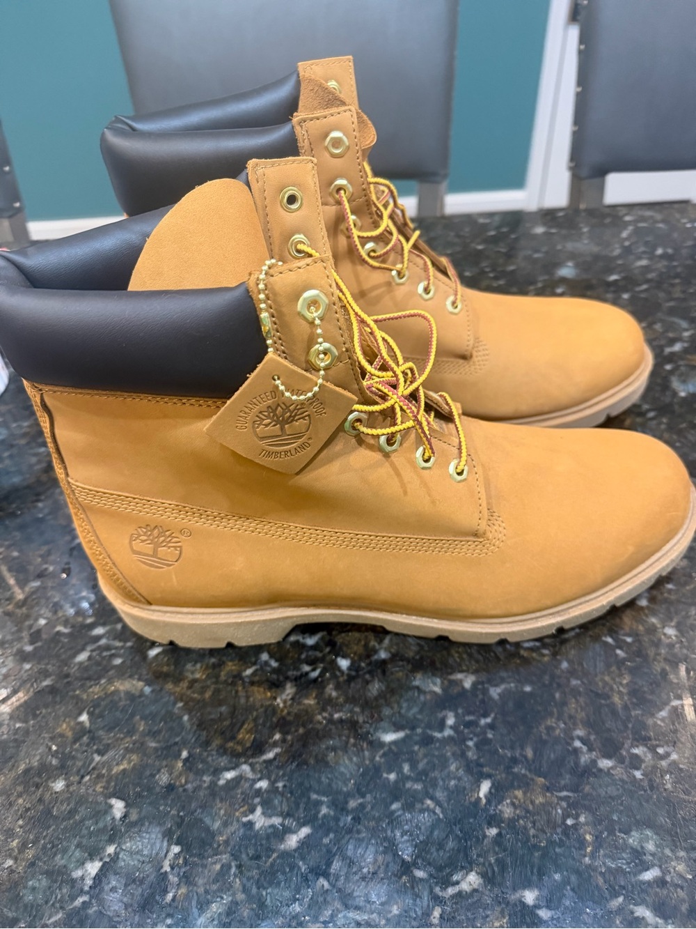 Timberland Wheat Nubuck Boots with Black Collar